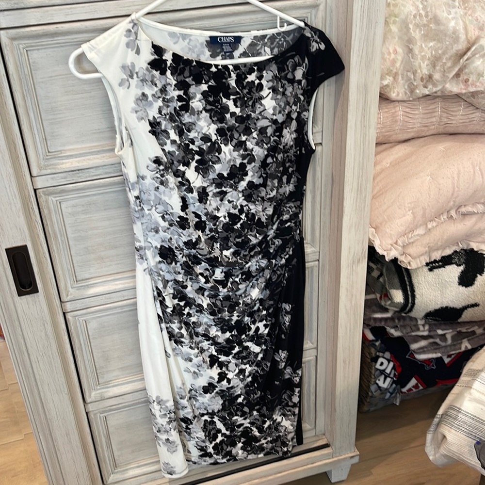 Chaps white and black dress
